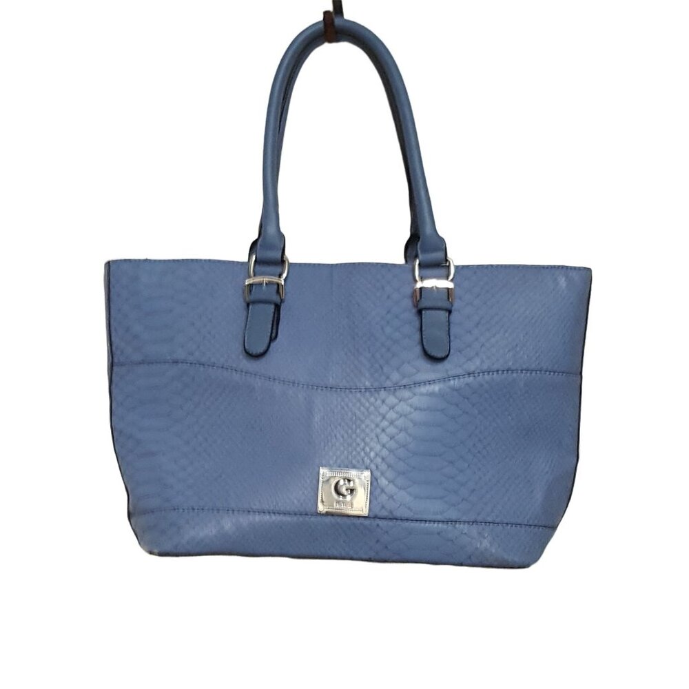 GUESS Vintage Large Faux Crocodile Alligator Blue Satchel Bag Purse Snake Multi
